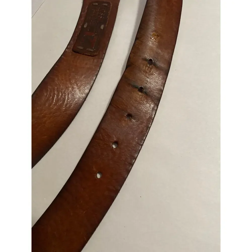 Fossil distressed Leather Belt 1954 Mens Sz 42 Brown silver tone buckle classic